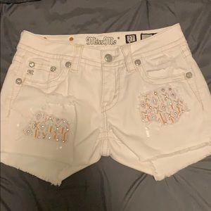White Miss Me Shorts
